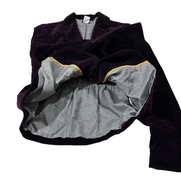 J Crew Purple 2 Button Velvet Blazer Sz 4 Jewel Tone 100% Cotton Lined Jacket - Picture 16 of 16